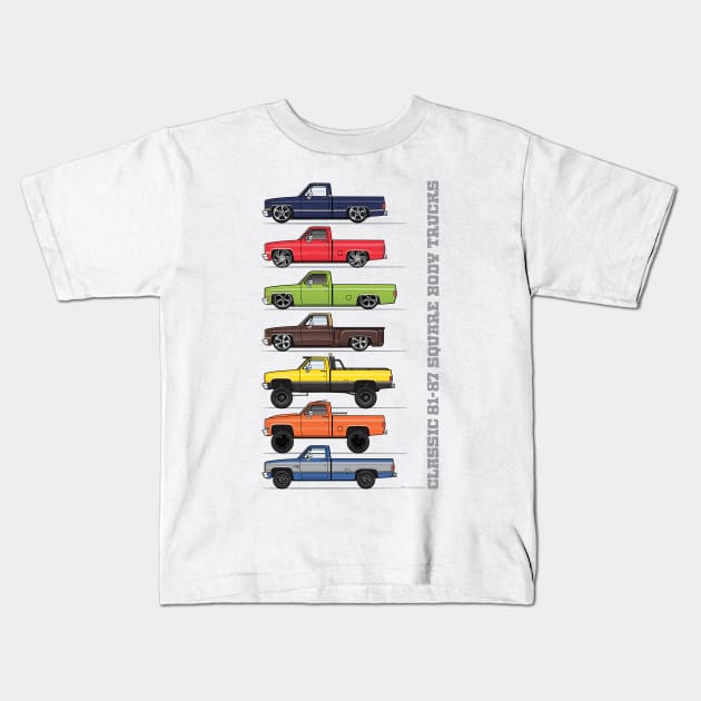 Seven Square Bodies Kids T-Shirt by JRCustoms44